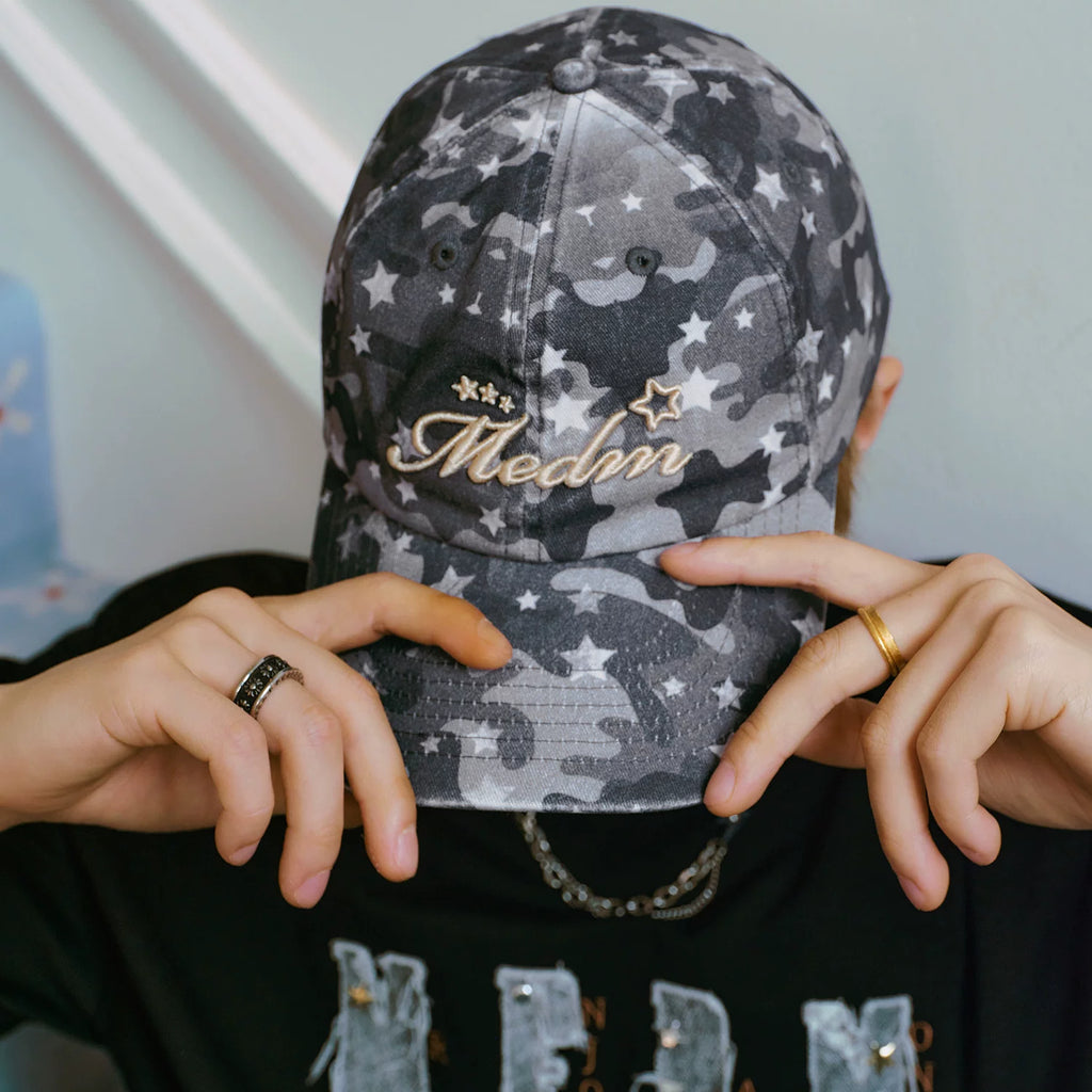MEDM letter logo embroidered camouflage sun protection baseball cap summer new style American retro casual duckbill cap for men and women