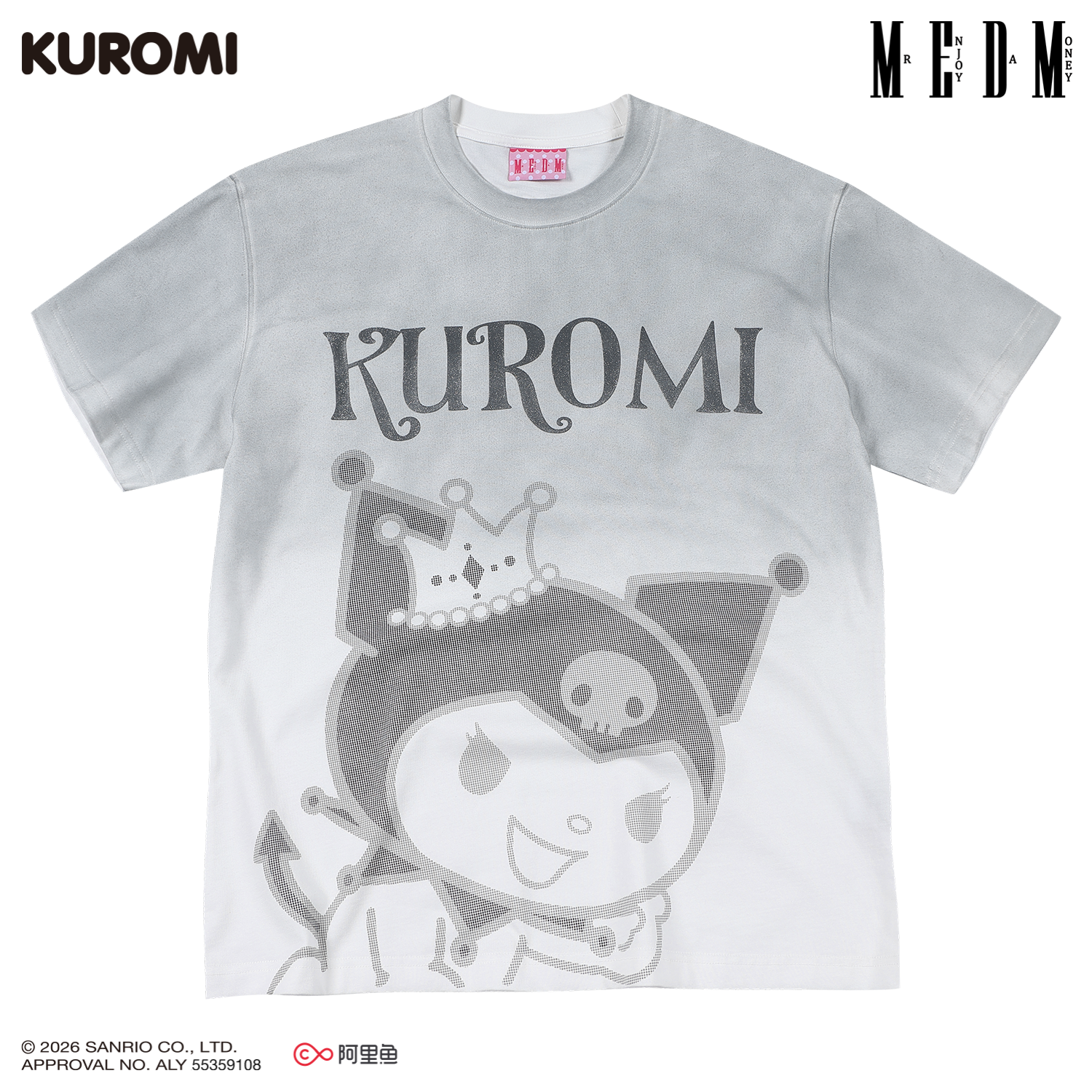 MEDM × Sanrio Family Series Sparkling Pink Gradient Cool Lomi Pattern Casual Round Neck Short Sleeve Couple T-shirt Summer