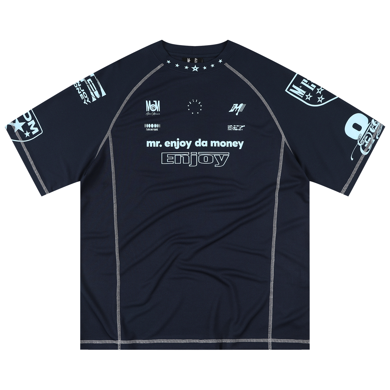 MEDM combination logo print contrasting bright line quick drying sports style casual short sleeved trendy star printed T-shirt summer