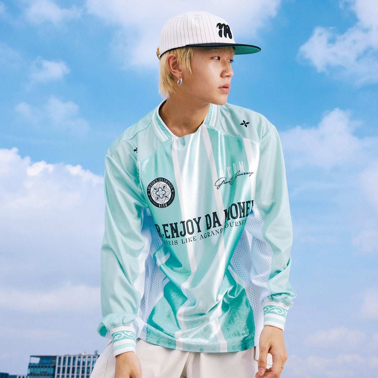 MEDM ethnic style contrasting casual jersey long sleeved T-shirt contrasting splicing breathable loose unisex top autumn