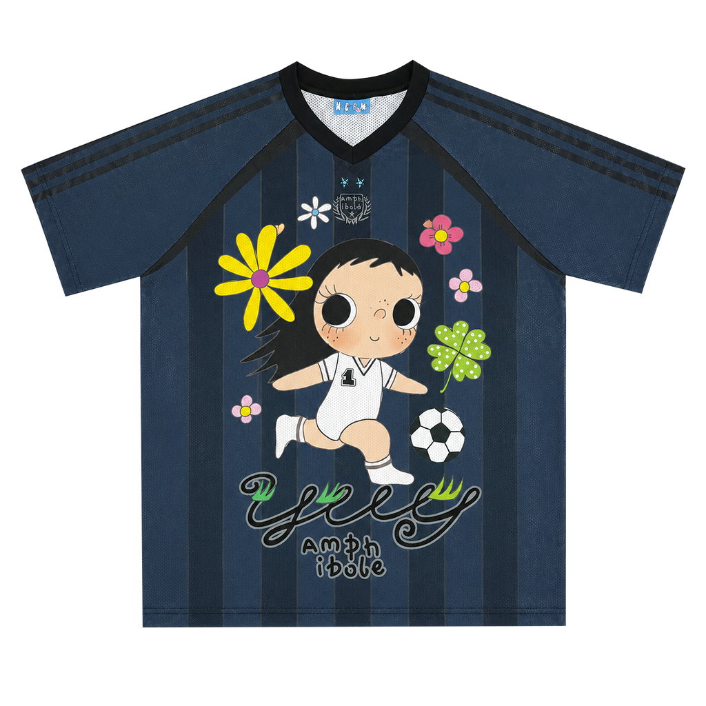 MEDM × YUY Jade Collaboration - Large Pattern Printed Embroidered Casual Jersey Short Sleeve Commuter Cute Style Versatile T-shirt
