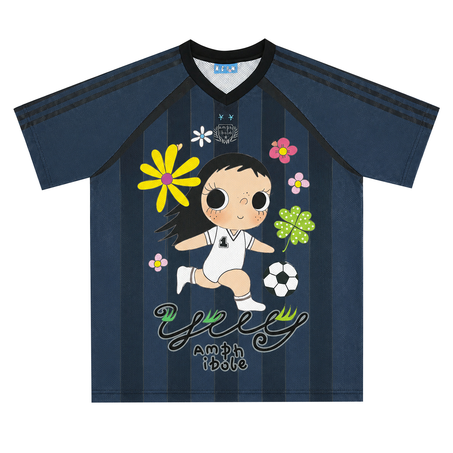 MEDM × YUY Jade Collaboration - Large Pattern Printed Embroidered Casual Jersey Short Sleeve Commuter Cute Style Versatile T-shirt