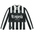 MEDM contrasting striped patchwork casual jersey long sleeved T-shirt American commuter couple loose collar top for spring and autumn