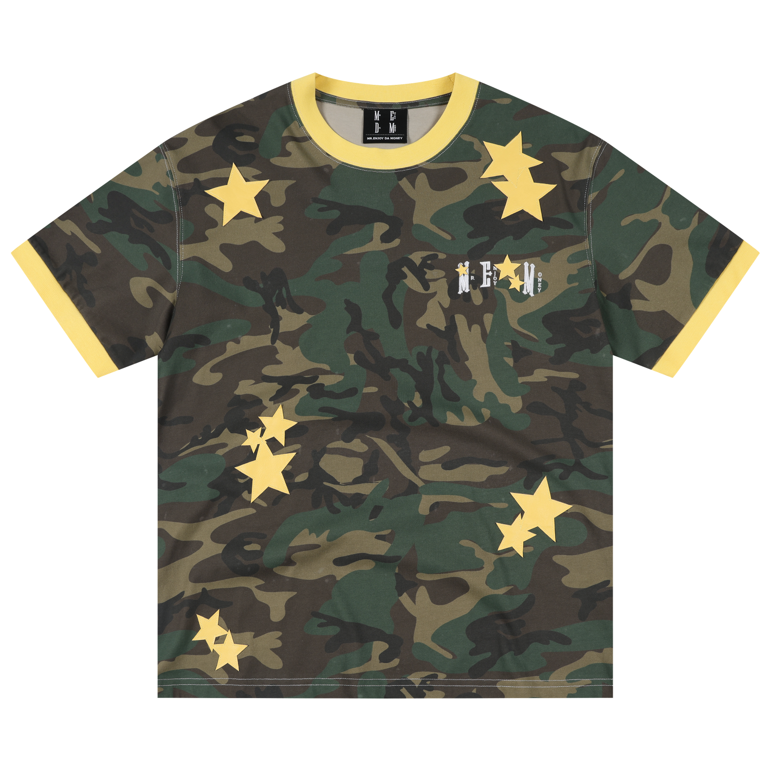 MEDM camouflage star lazy style logo embroidered loose round neck T-shirt street retro casual men's and women's short sleeved summer