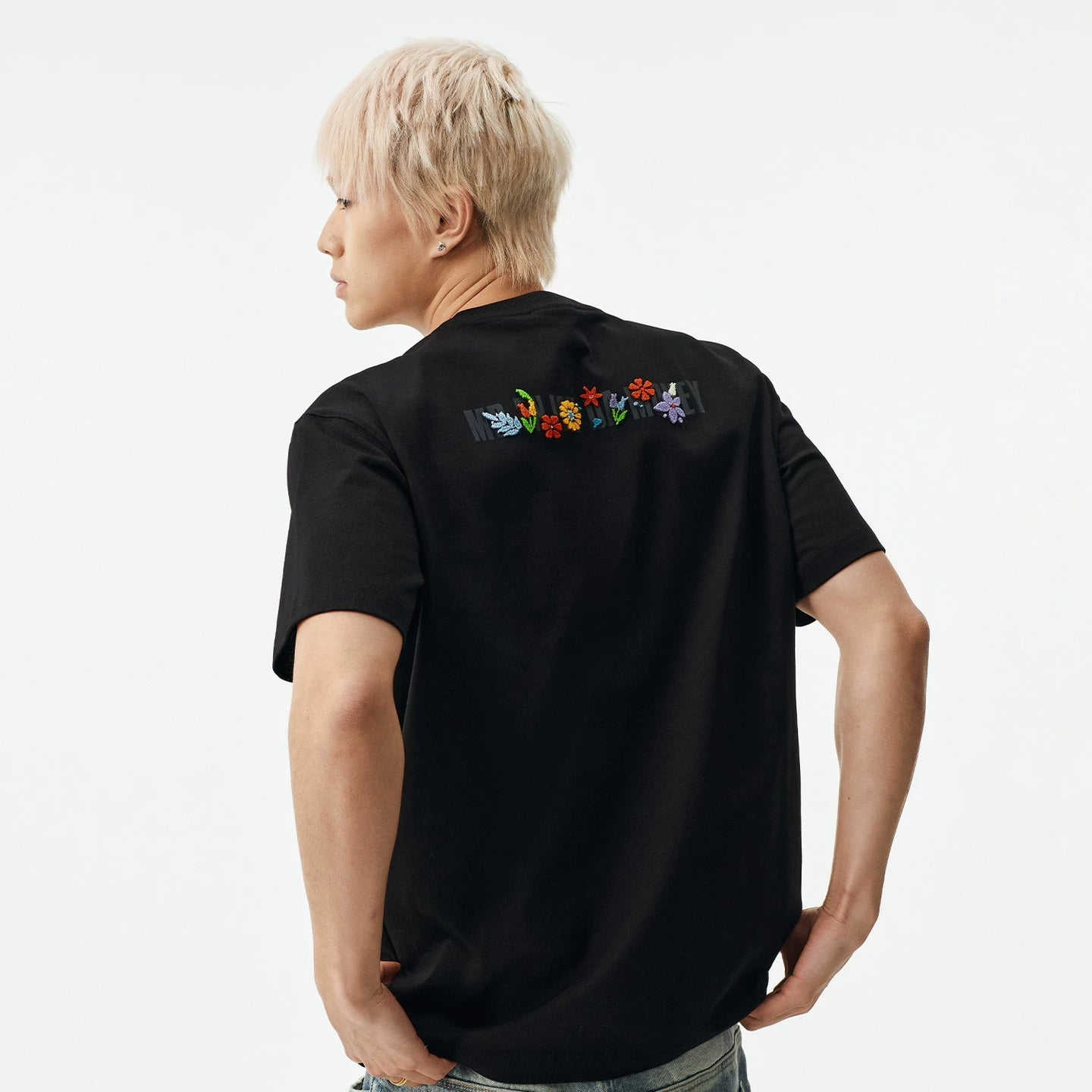 MEDM summer colorful logo toothbrush embroidery breathable casual round neck T-shirt commuting basic versatile loose short sleeved summer