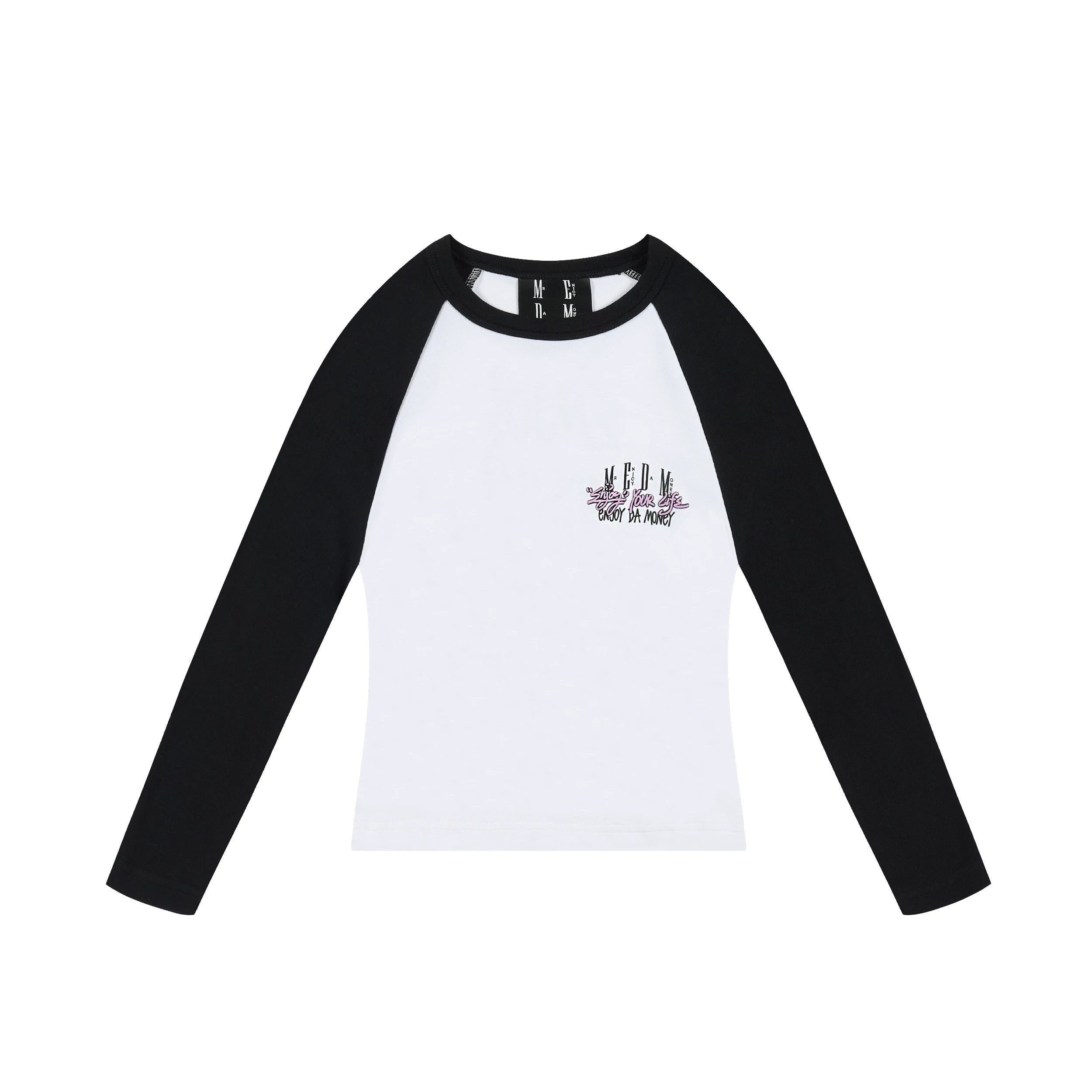 MEDM trendy brand foam color blocked shoulder long sleeved T-shirt for men and women, autumn new casual versatile trendy T-shirt top