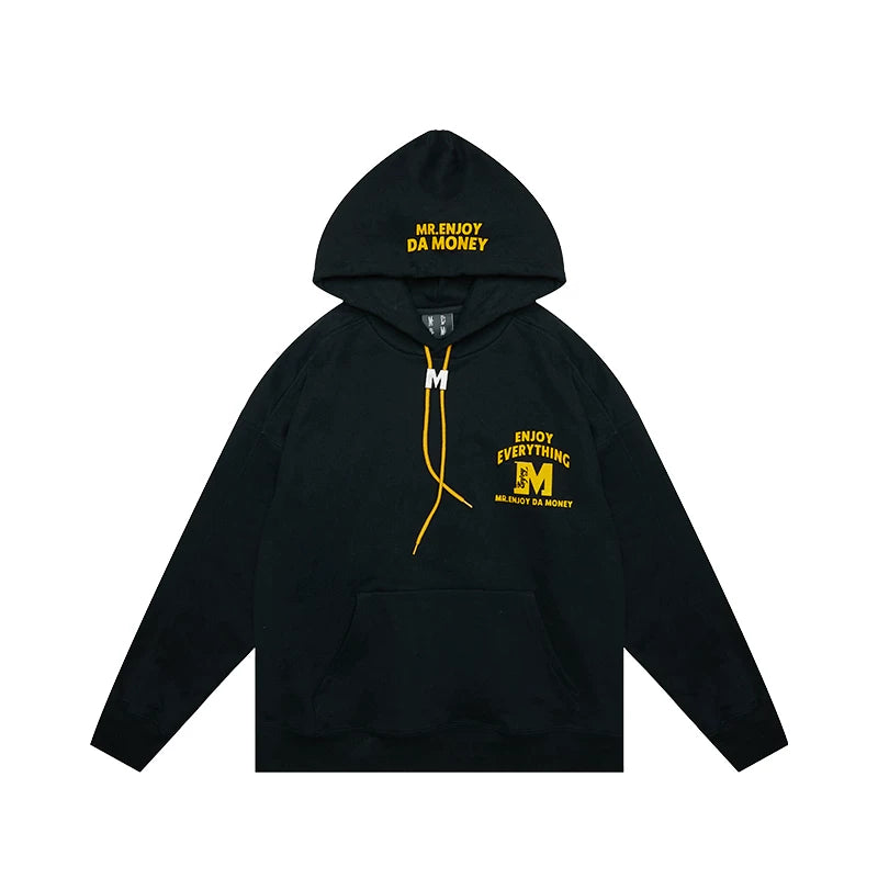 MEDM Trendy Brand M-Buckle Pulling Rope Letter Printed American Hoodie Men's Spring and Autumn Loose Oversize Hoodie