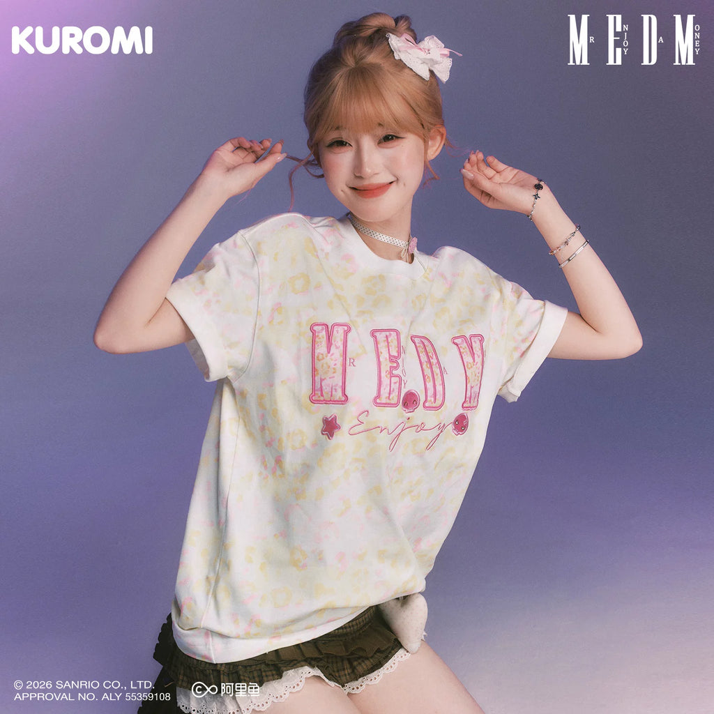 MEDM × Sanrio Family Series Leopard Pattern Cool Lomi Pattern Printed Casual Short Sleeve Loose Couple T-shirt Summer