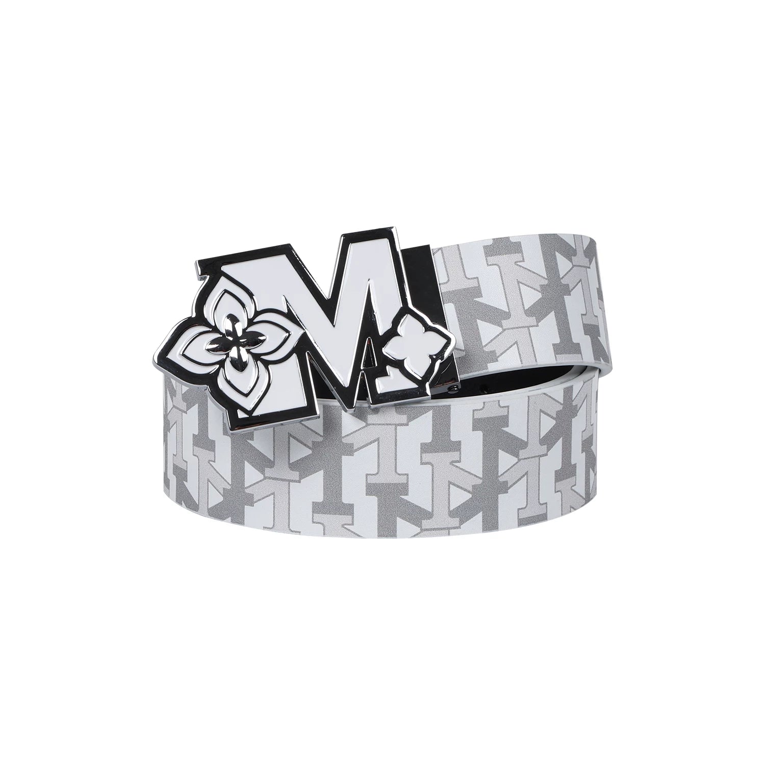 MEMD Grey Shadow Flower Buckle Full Print Belt for Men 2026 New Belt for Women Trendy Brand Original Alphabet Casual Accessories