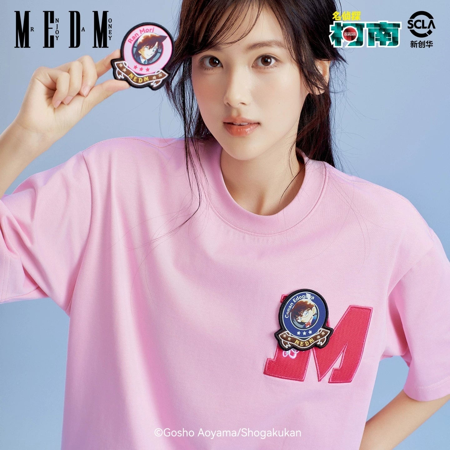 MEDMx Detective Conan Collaboration Basic Anime Velcro Casual Short Sleeve Versatile Commuting Couple T-shirt Summer