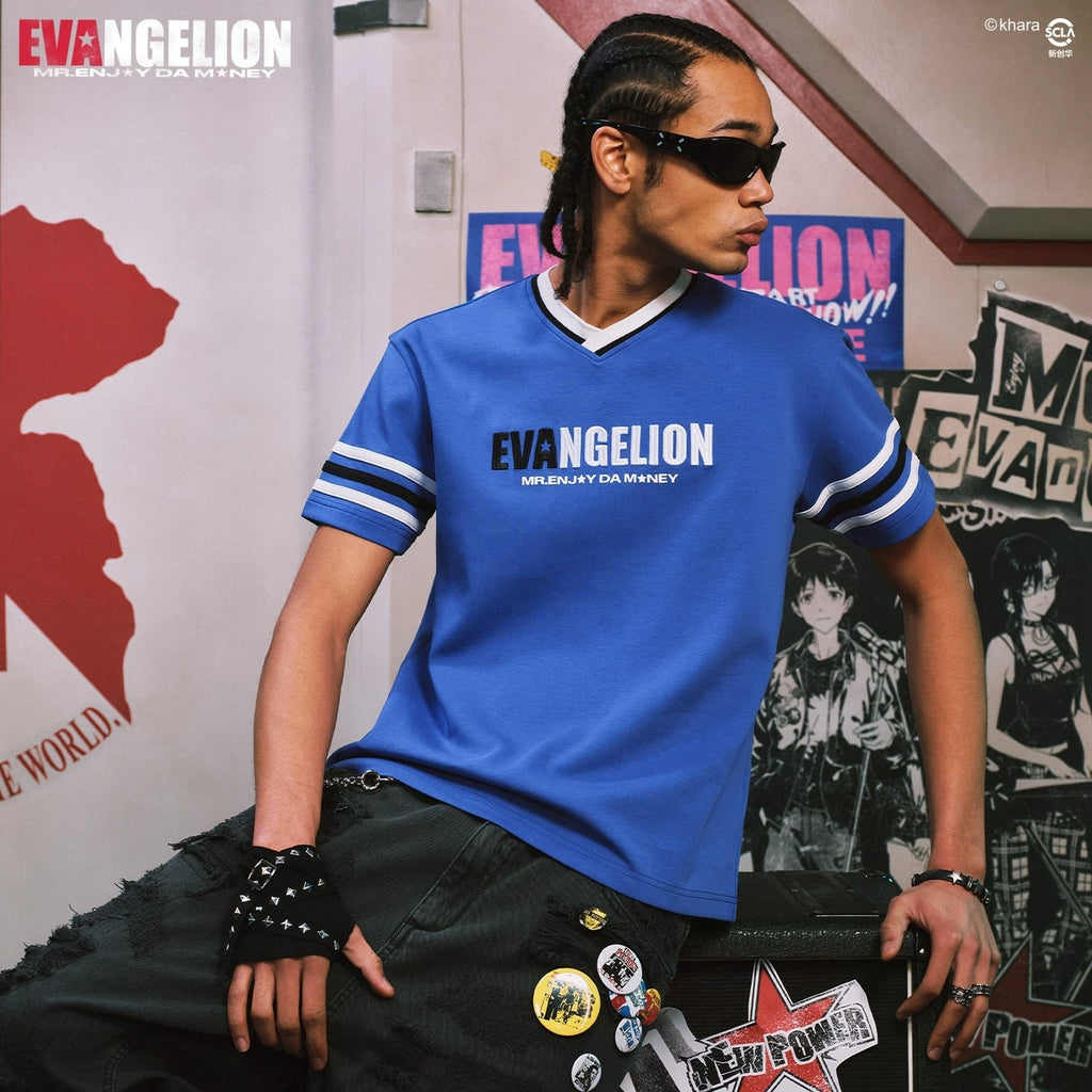 MEDMxEVA NEVER END series character sketch style embroidered print short sleeved personalized casual jersey T-shirt