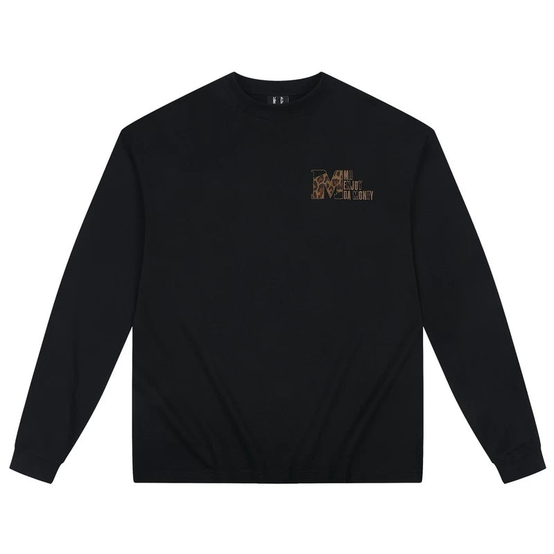 MEDM2025 new product solid color sticker animal pattern suede ant thread casual long sleeved T-shirt round neck base shirt top