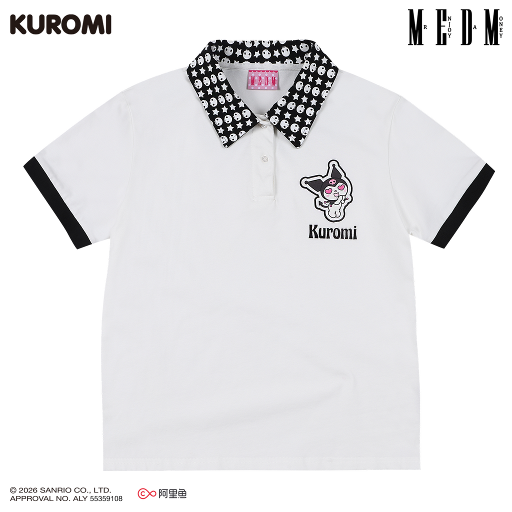 MEDM × Sanrio Family Series Color Contrasting Collar Casual Short Sleeve Polo Shirt Cool Lomi Pattern Top Summer