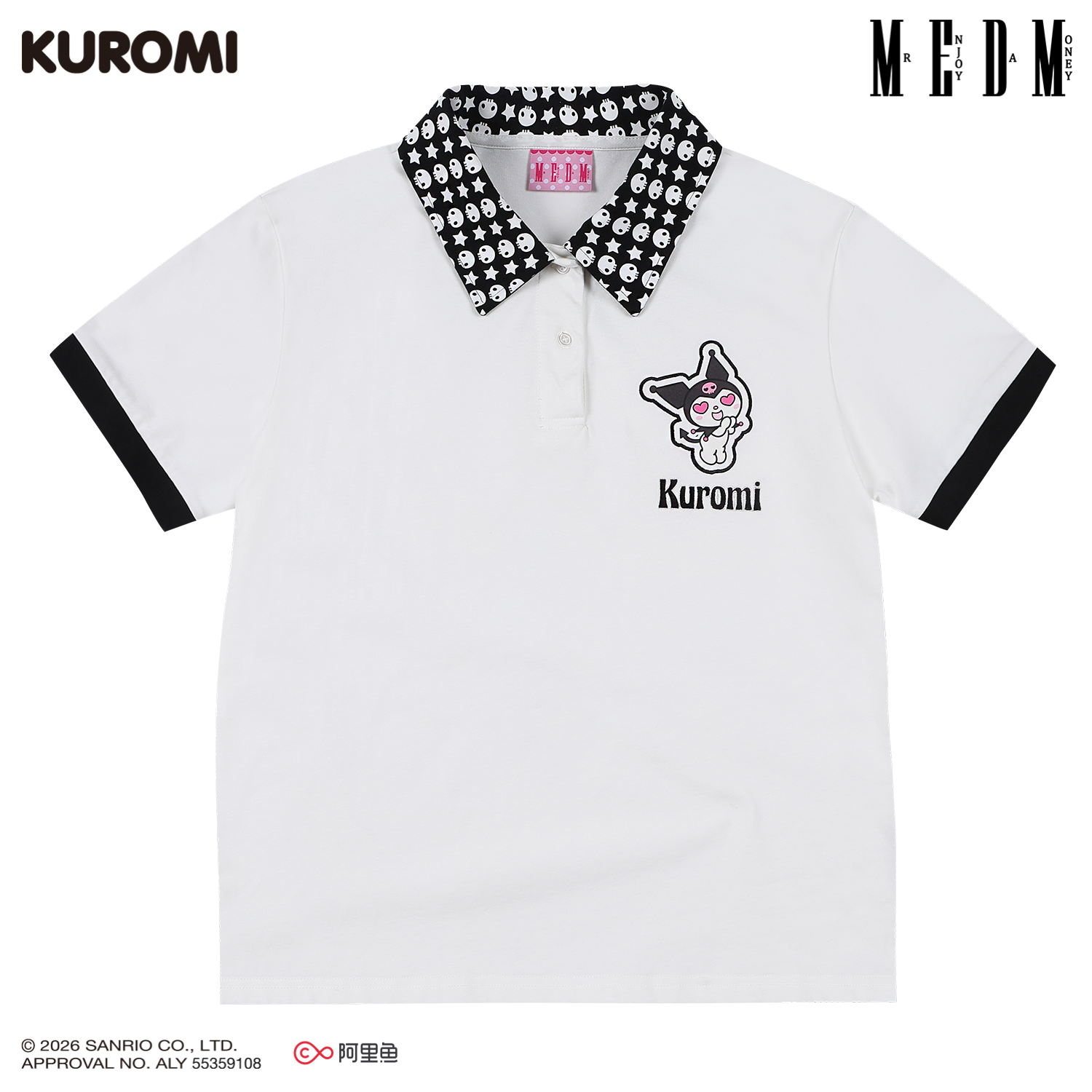 MEDM × Sanrio Family Series Color Contrasting Collar Casual Short Sleeve Polo Shirt Cool Lomi Pattern Top Summer
