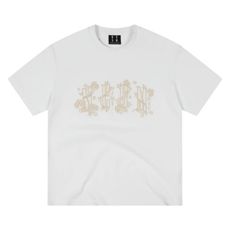 MEDM Palace Style Pattern Logo Embroidered Round Neck Casual T-shirt Versatile Skin friendly Breathable Loose Men's and Women's Short Sleeves Summer
