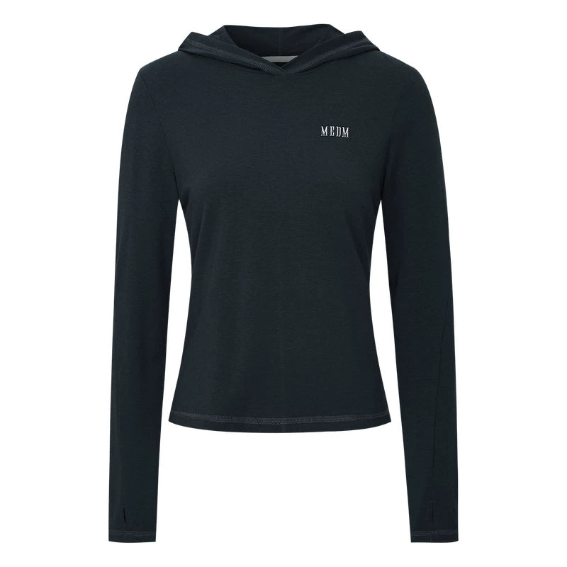 MEDM Cool Quick Drying Thin Casual Sunscreen Hoodie for Summer Commuting Breathable Sweating Slim Fit Long Sleeve T-shirt for Women