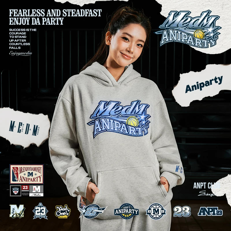 MEDMxANPT Joint Hoodie Men's Spring and Autumn American Retro Hoodie Top Women's Couple Casual Hoodie