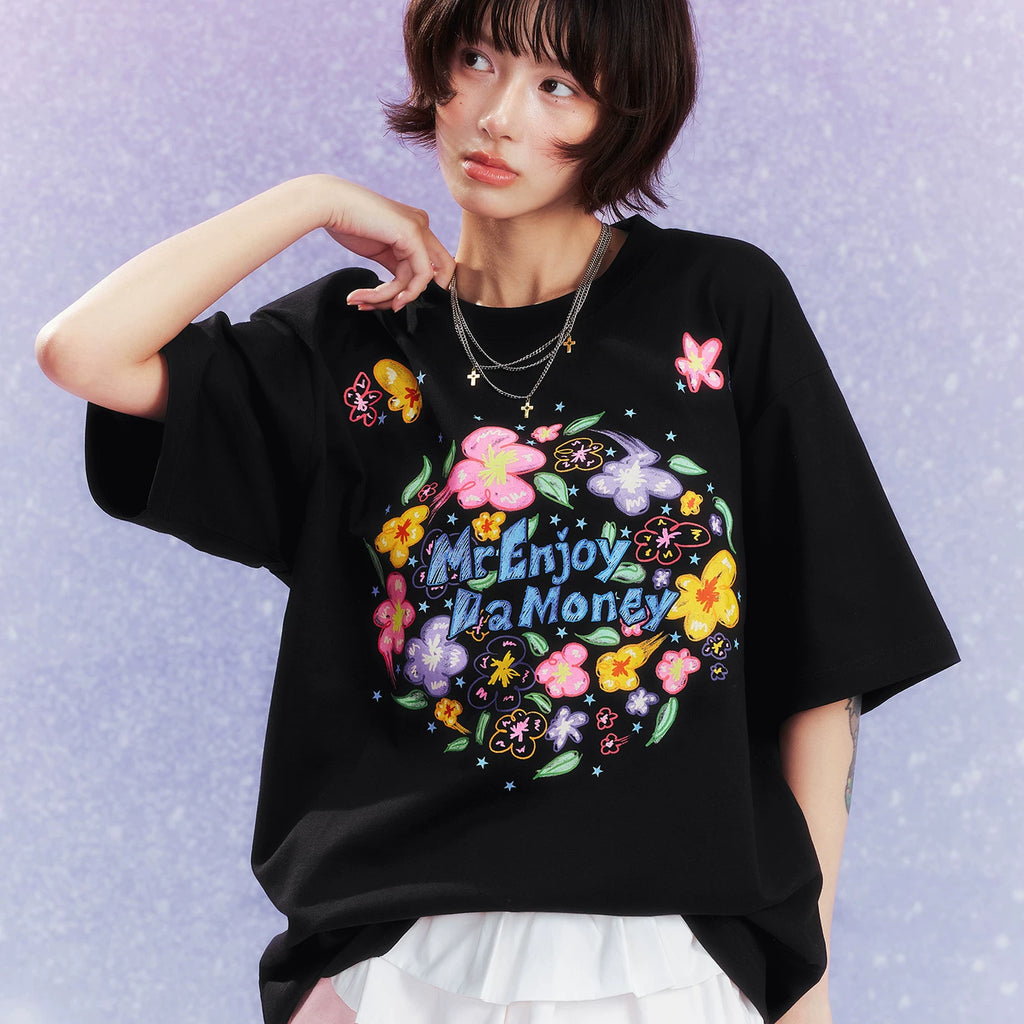 MEDM Dreaming Bubble DayDREAMING Graffiti Series Printed Sunscreen Casual Short Sleeve Round Neck T-shirt for Men and Women