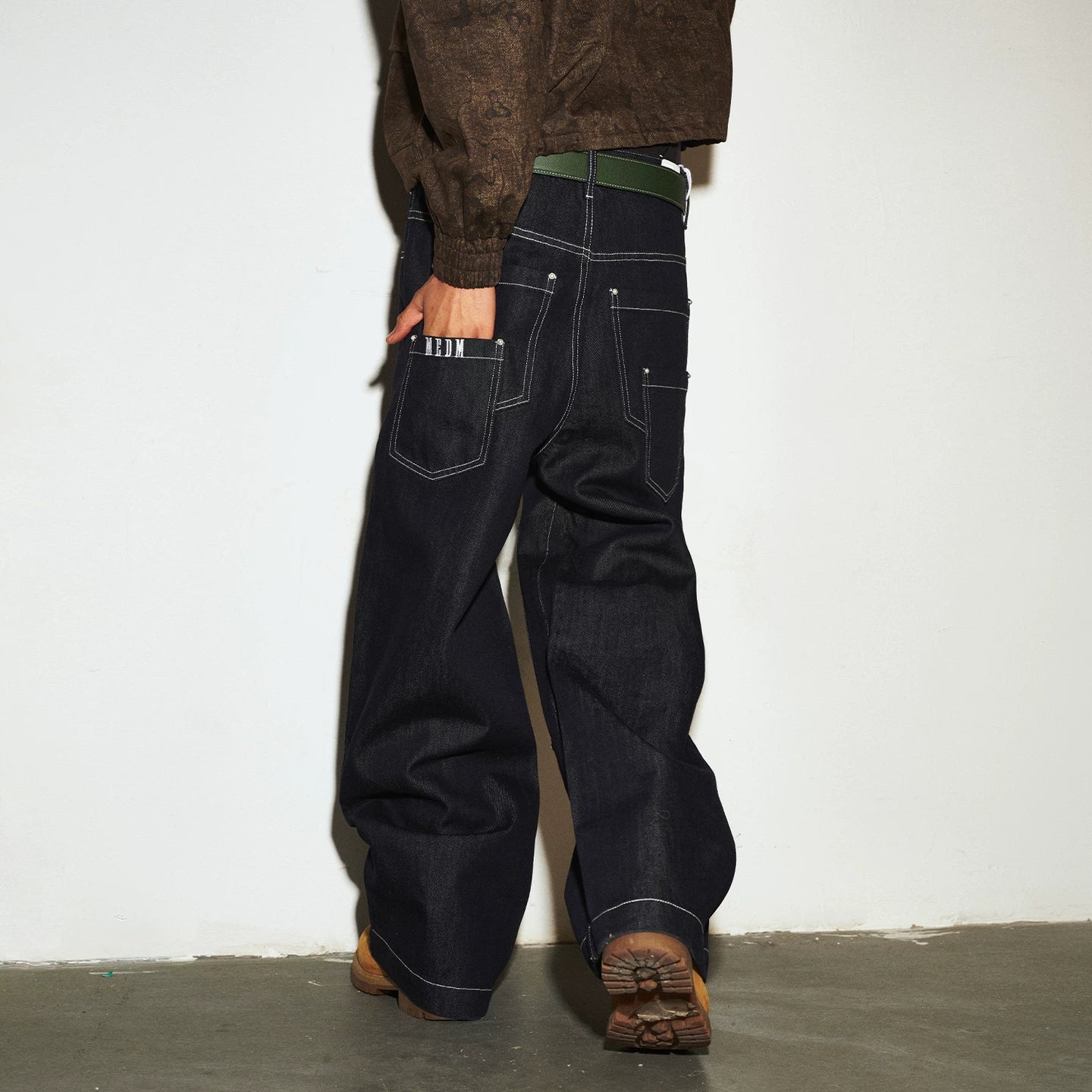 MEDM casual straight tube stiff vintage casual jeans spring American street versatile loose workwear pants men