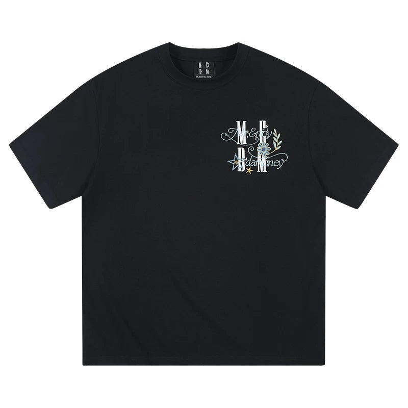 MEDM26SS glitter gold embroidered short sleeved T-shirt for men, 2026 new American hip-hop loose casual half sleeved tee