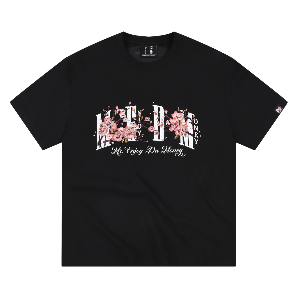 MEDM Four Character Cherry Blossom Embroidered Letter Printed Casual Round Neck T-shirt 26 Summer New Street Versatile Loose Short Sleeve