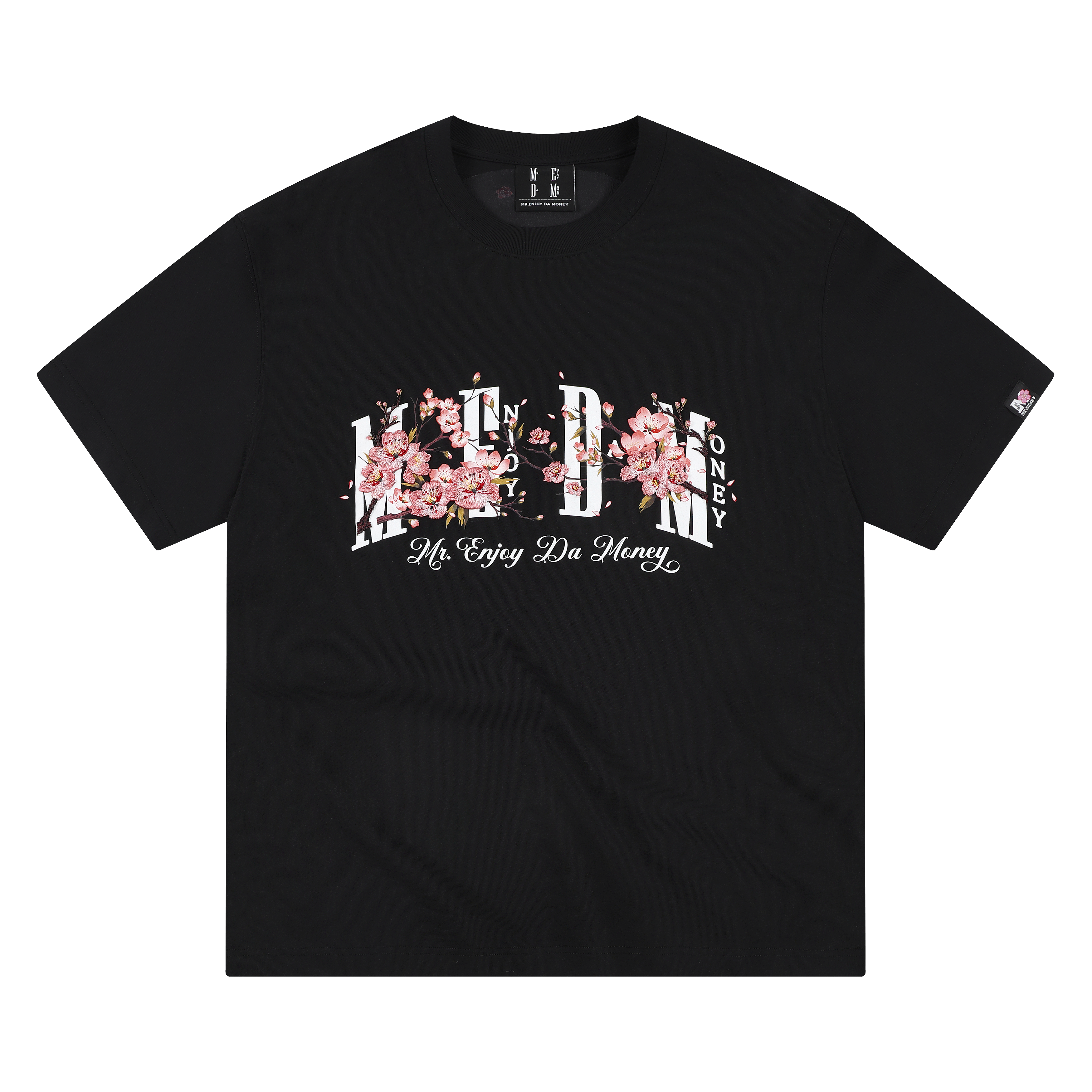 MEDM Four Character Cherry Blossom Embroidered Letter Printed Casual Round Neck T-shirt 26 Summer New Street Versatile Loose Short Sleeve