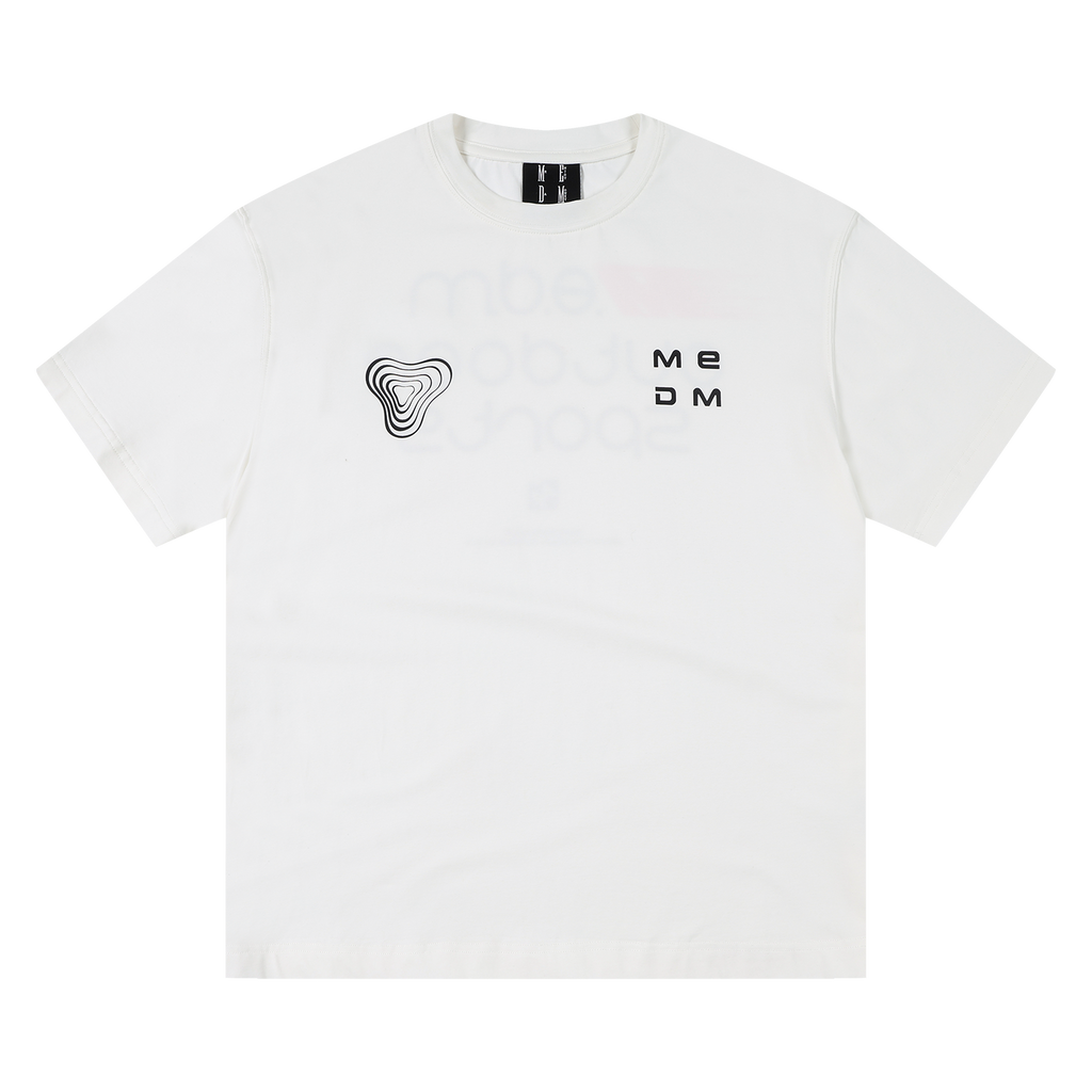 MEDM Island Sports Series Loose Shoulder Round Neck T-shirt Trendy Breathable Slimming Letter Printed Casual Short Sleeve