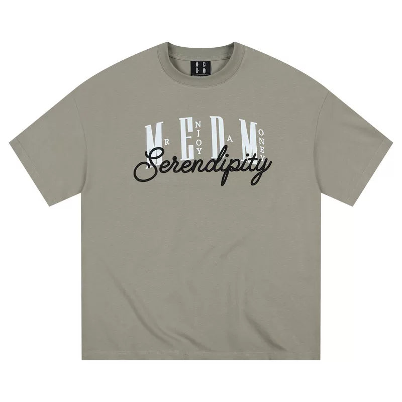 MEDM26SS 3D Embroidery Basic Set Pure Cotton Short Sleeve T-shirt for Men in Summer, Loose and Simple Round Neck Top for Women