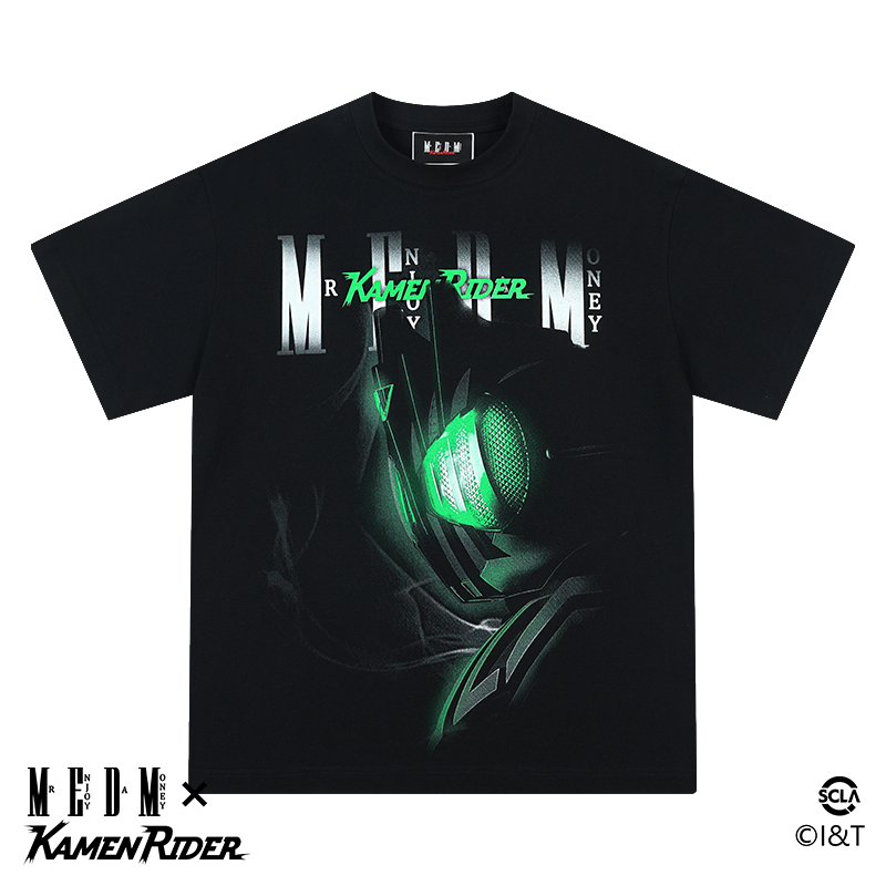 MEDMx Kamen Rider Neon Style Series Short Sleeve T-shirt Men's Summer American Retro T-shirt Casual Top