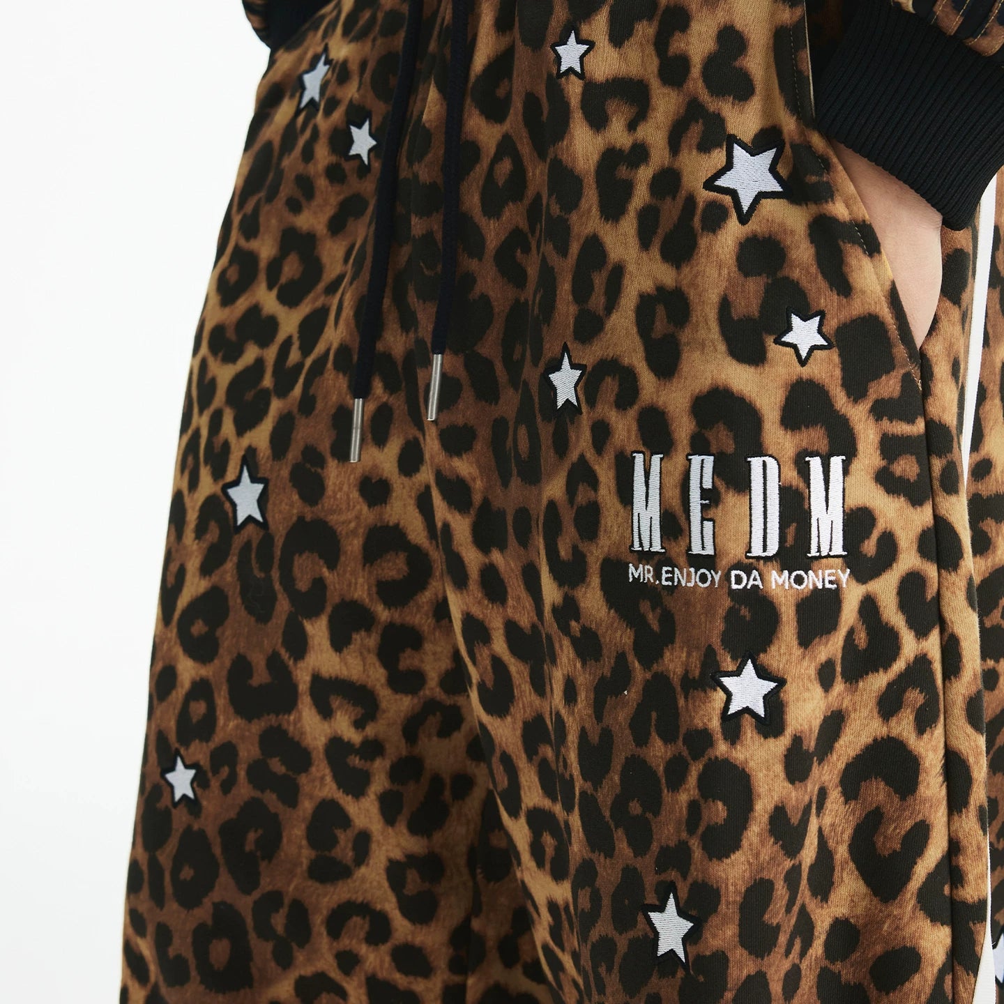 MEDM classic leopard print bar casual curved knife sweatpants embroidered with stars fashion personality men's and women's casual pants