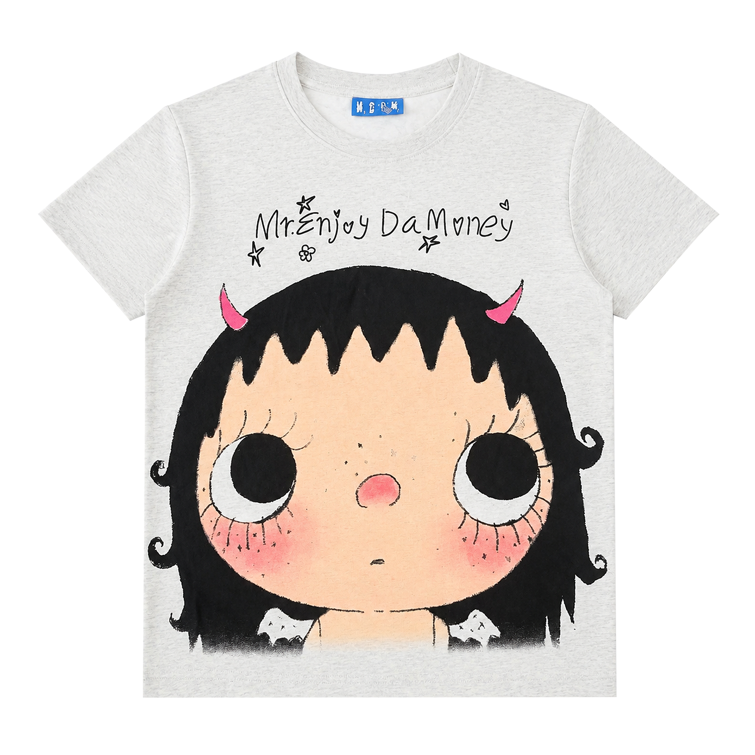 MEDM × YUY Jade Collaboration - Large Face Series Pattern Printed Women's Edition Slim fit Casual Round Neck Short Sleeve Versatile T-shirt