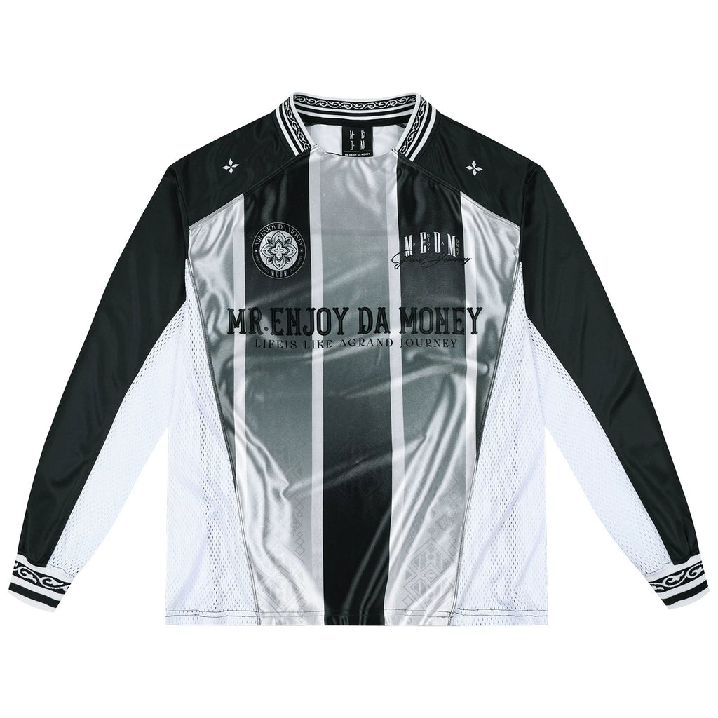 MEDM ethnic style contrasting casual jersey long sleeved T-shirt contrasting splicing breathable loose unisex top autumn
