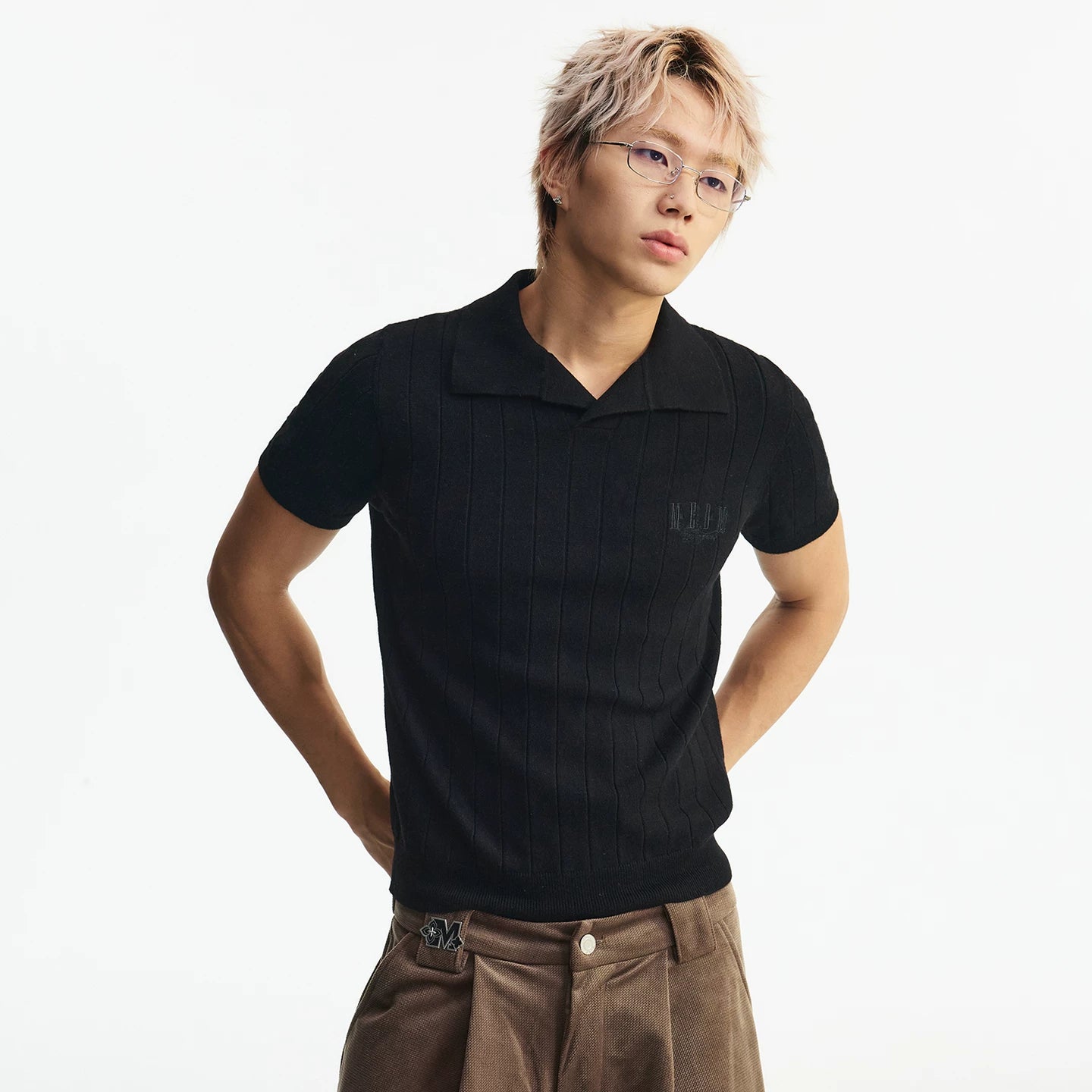 MEDM low-key old money style simple knitted casual short sleeved commuting loose collar men's and women's Polo knitted shirt summer