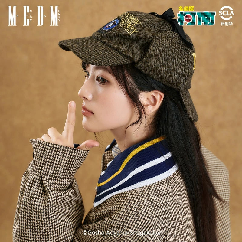 MEDMx Detective Conan Collaboration Double brimmed Retro Art Detective Hat Casual Hat British Style Versatile Hat