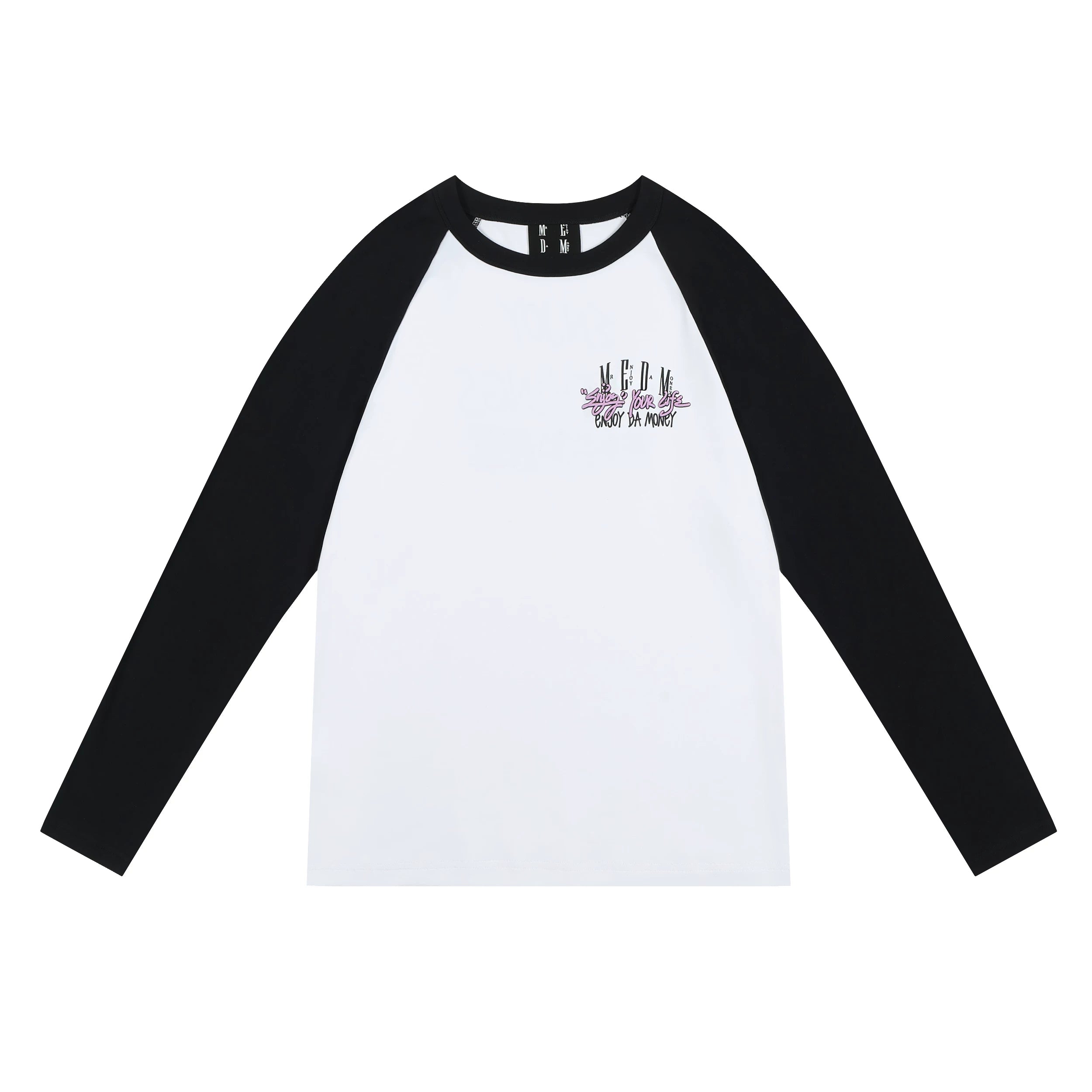 MEDM trendy brand foam color blocked shoulder long sleeved T-shirt for men and women, autumn new casual versatile trendy T-shirt top