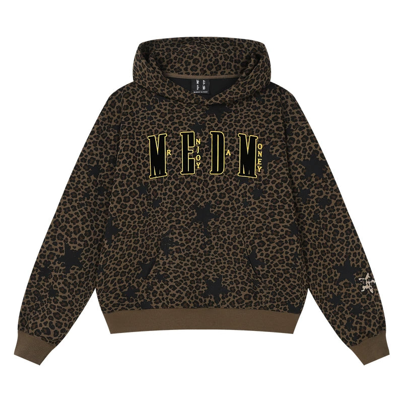 MEDM personalized leopard print camouflage casual hooded sweatshirt for autumn and winter American commuting men's and women's loose hoodies
