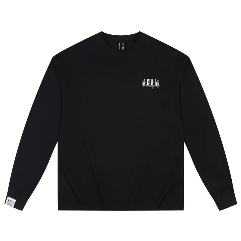 MEDM solid color sterile letter logo round neck casual long sleeved T-shirt basic versatile couple base shirt top autumn