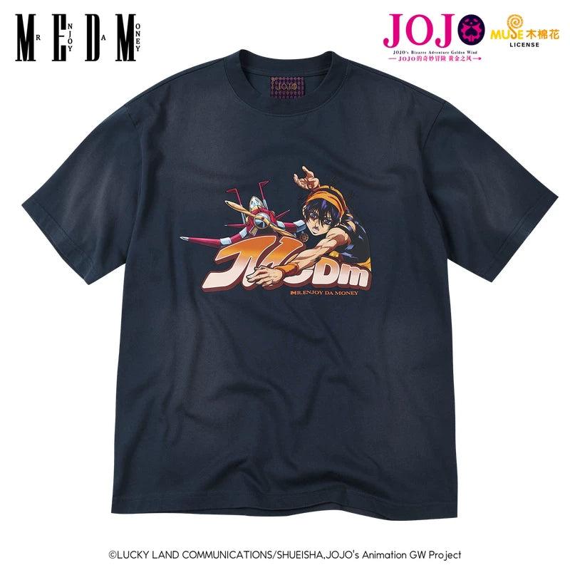 MEDMxJOJO's Bizarre Adventure Collaboration - Basic Anime Printed Casual Short Sleeve Washed Outdated T-shirt for Men