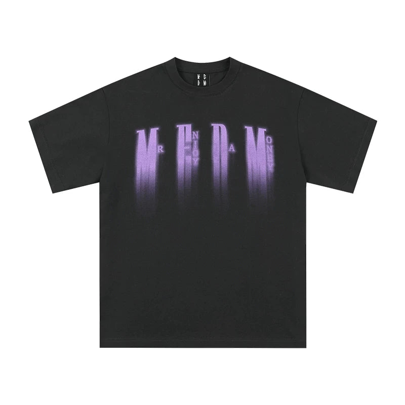 MEDM Phantom Logo Short Sleeve T-shirt for Men and Women, Summer Trendy Brand American Street Hip Hop Five Sleeve T-shirt