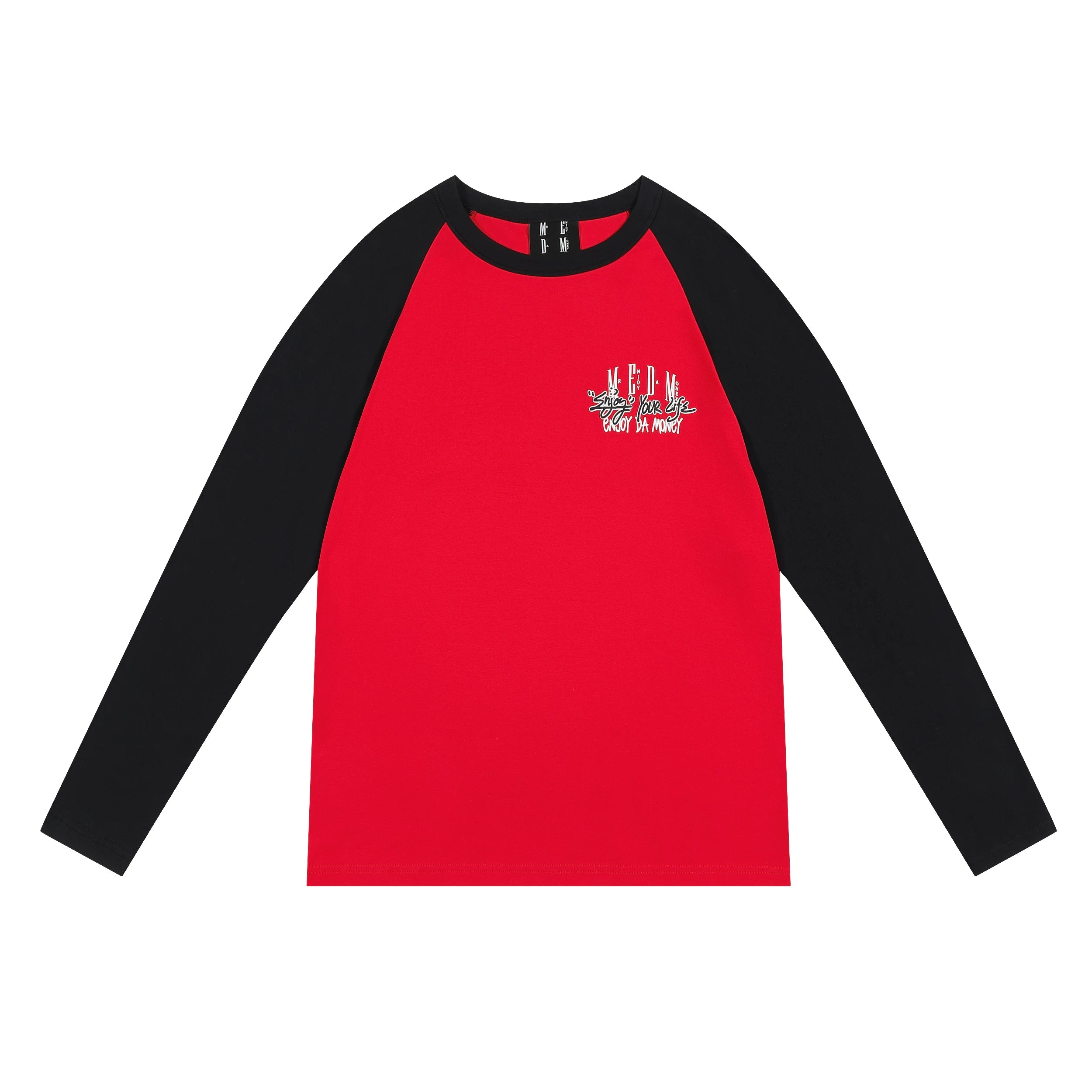 MEDM trendy brand foam color blocked shoulder long sleeved T-shirt for men and women, autumn new casual versatile trendy T-shirt top