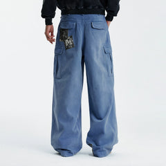 MEDM Classic Angel Made Old Patchwork Casual Straight Pants Spring and Autumn American Street Men's and Women's Work Clothes Floor Pants
