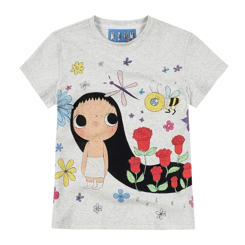 MEDM × YUY Jade Collaboration - Large Pattern Printed Women's Casual Round Neck Short Sleeve Commuter Cute Style Versatile T-shirt
