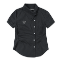 MEDM heart-shaped checkered slanted waist casual short sleeved shirt with sweet and cool embroidery, slim fit and slimming short top for women