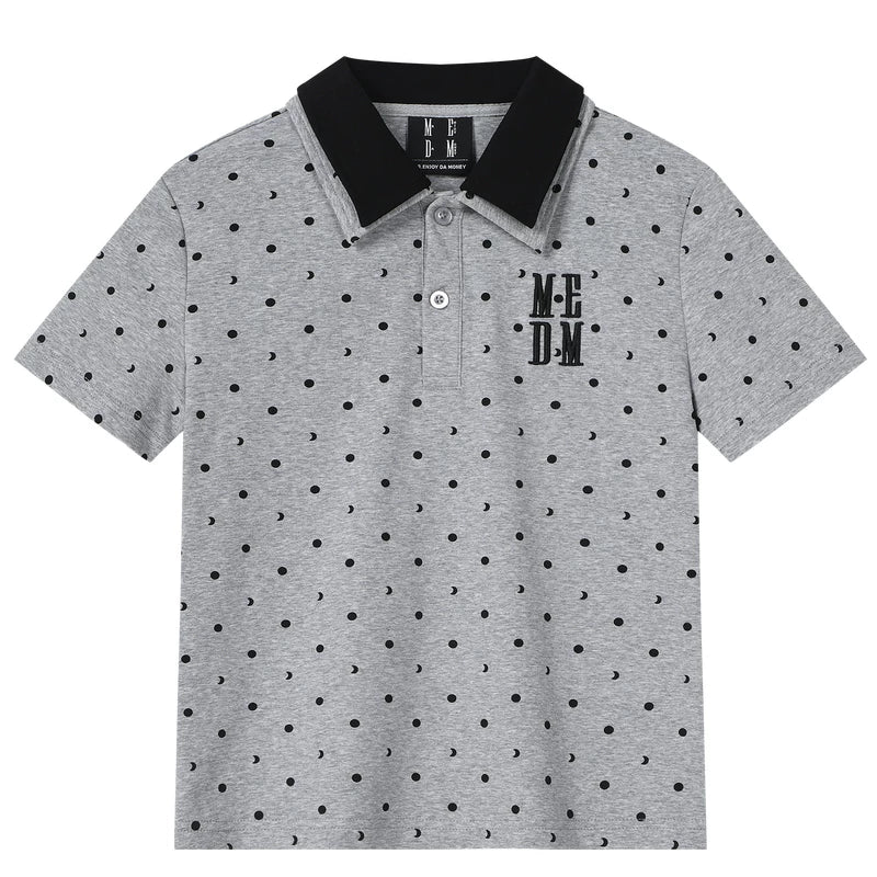 MEDM fake two piece polka dot embroidery loose collar short sleeved summer new retro college style casual T-shirt for women