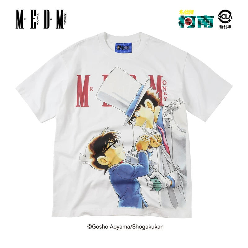 MEDMx Detective Conan co branded anime character print basic casual short sleeved trendy versatile couple T-shirt
