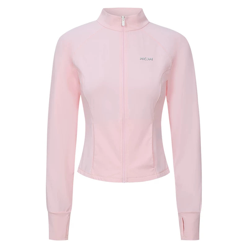 MEDM solid color stand up collar slim fit short casual sunscreen jacket, simple and versatile, commuting slimming and lightweight aerobic top, summer