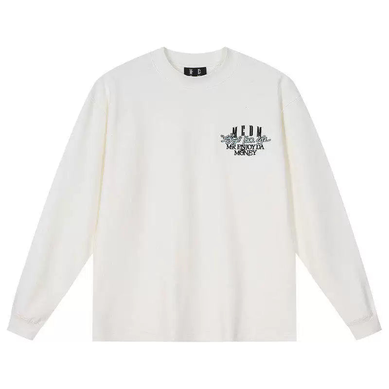 MEDM velvet warm basic casual round neck long sleeved T-shirt for autumn and winter inner wear, slimming and comfortable loose couple base shirt