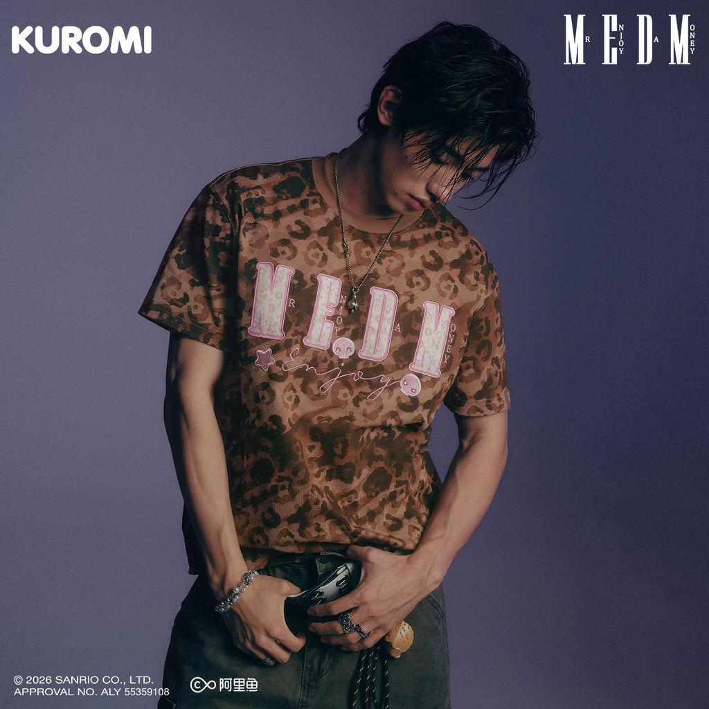 MEDM × Sanrio Family Series Leopard Pattern Cool Lomi Pattern Printed Casual Short Sleeve Loose Couple T-shirt Summer