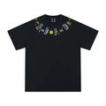 MEDM Butterfly Necklace Embroidered Top Black and White Printed Short Sleeve T-shirt Summer Unisex Versatile Loose Casual T-shirt