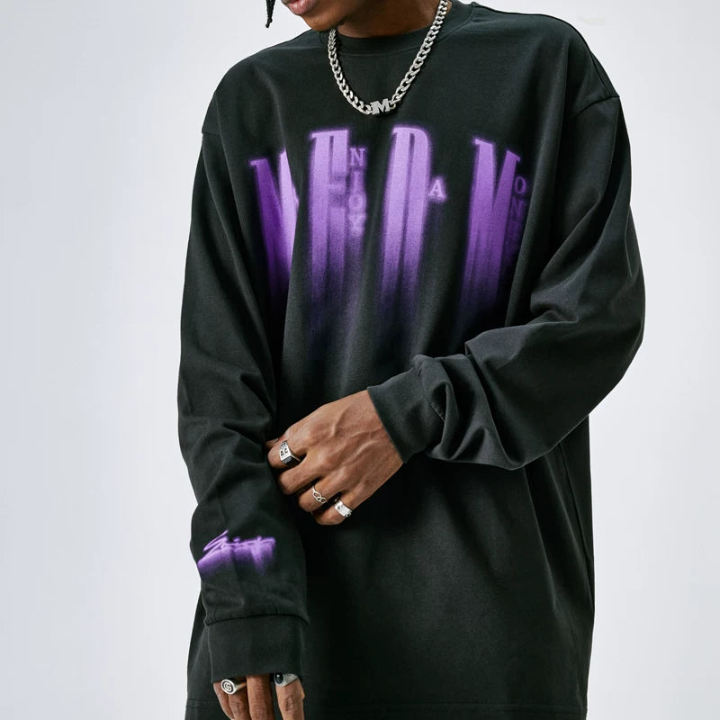MEDM American fashion brand Phantom Logo long sleeved T-shirt for couples, autumn high street retro casual T-shirt